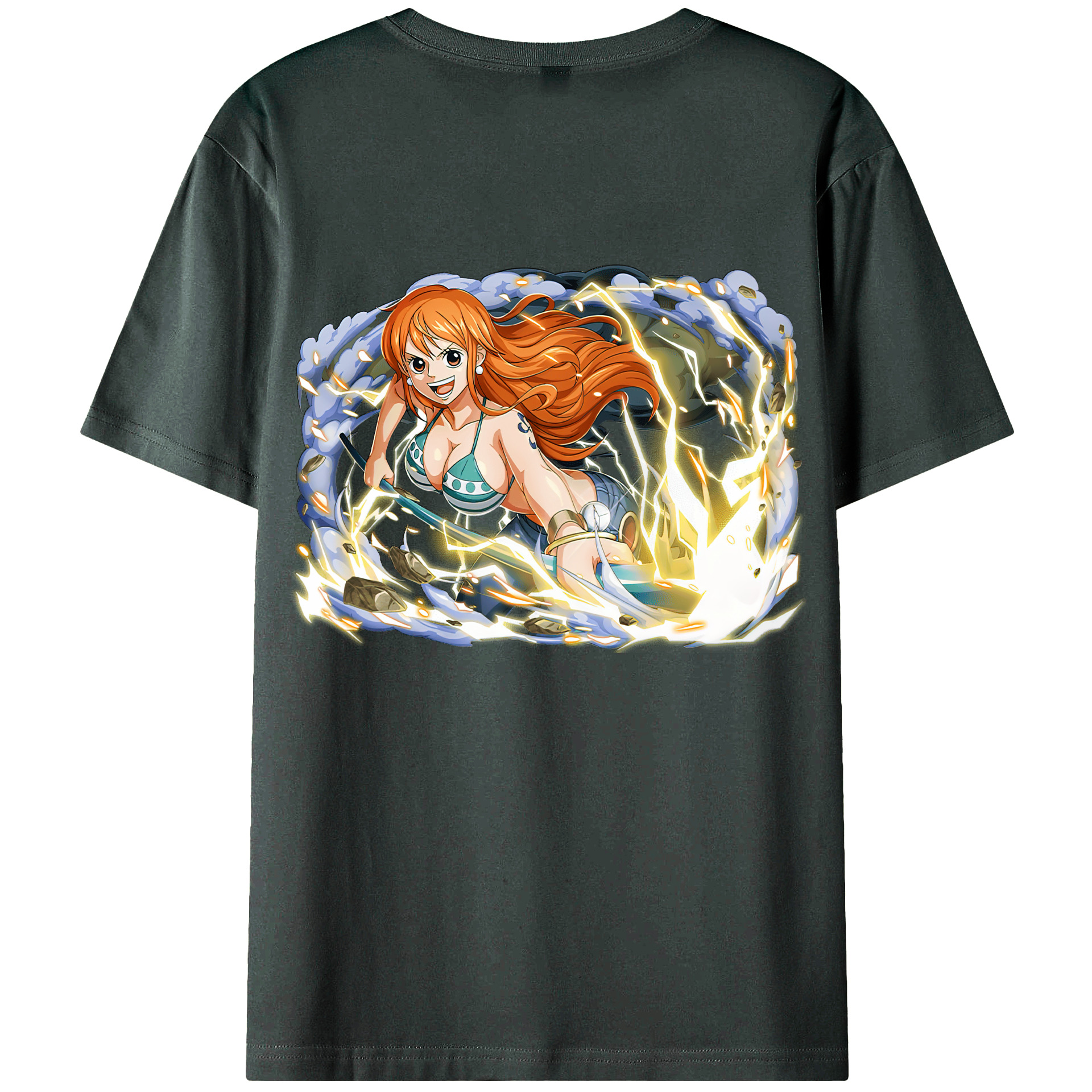 （画像用） ワンピース ナミ ONE PIECE Nami 綿100％ メンズ半袖Tシャツ（バックプリント） 通気性